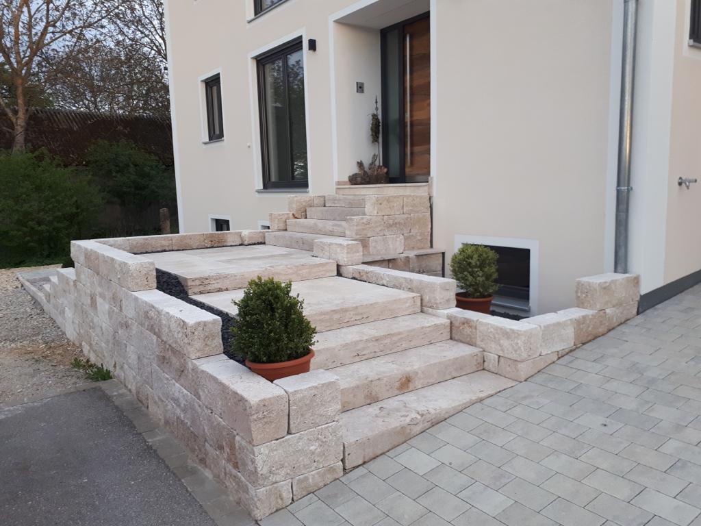 Travertin Classic Mauerabdeckung 100x26x4 cm – gehämmert, gespaltene Kanten, Naturstein Abdeckplatte – Bild 9