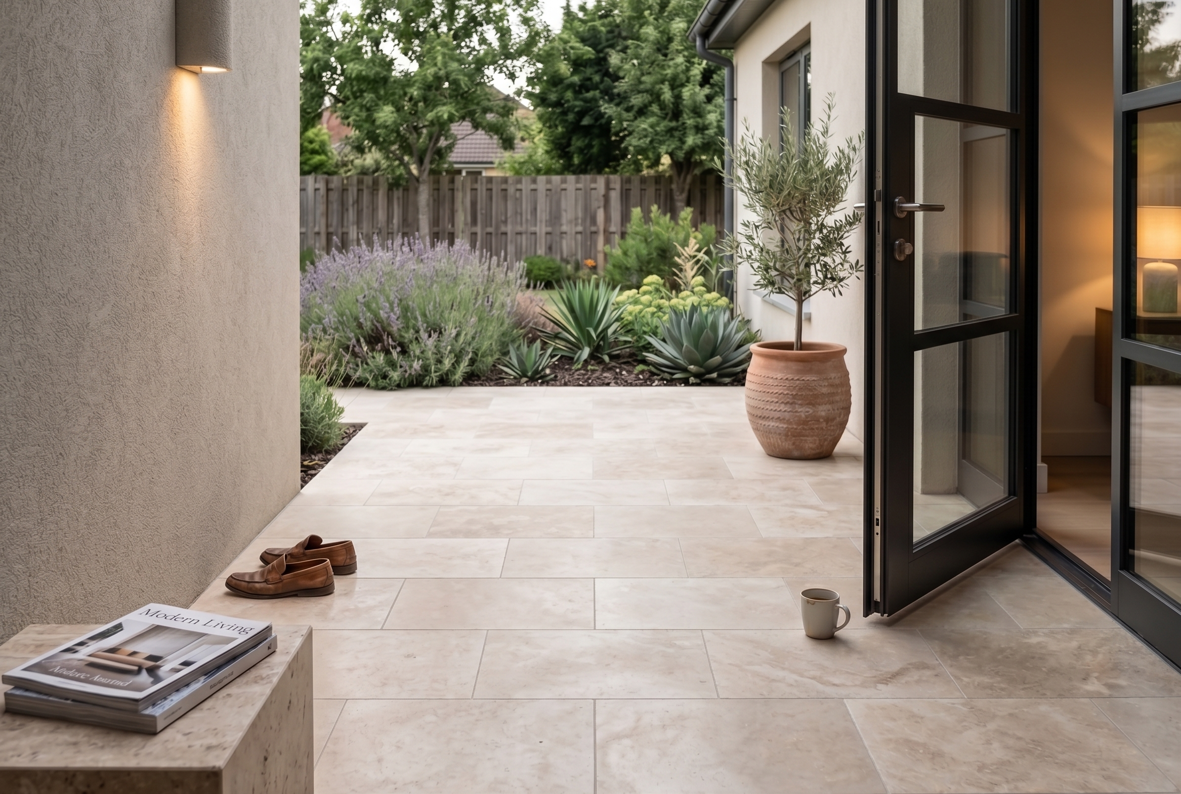 Travertin Light Terrassenplatten 61×40,6×3 cm – getrommelt, hell sortiert